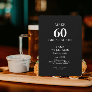 Invitation Black Make 60 Great Again fête d'anniversaire