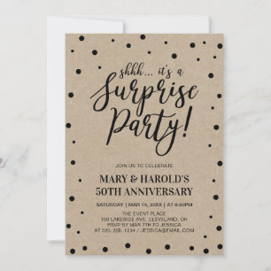 Invitation Black & Marble 50e anniversaire de mariage surpr
