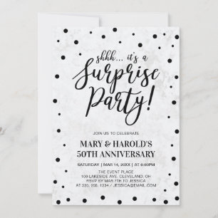 Invitation Black & Marble 50e anniversaire de mariage surpr