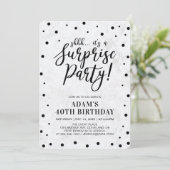Invitation Black & Marble | Fête d'anniversaire surprise mode (Debout devant)