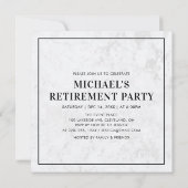 Invitation Black & Marble | Fête de retraite surprise (Dos)