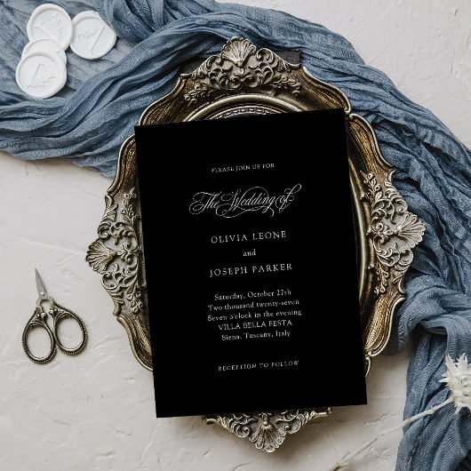 Invitation Black | Mariage minimaliste d'élégance italienne