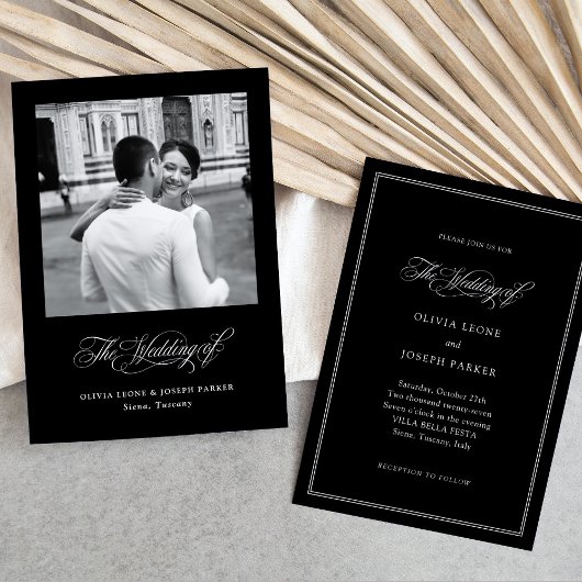 Invitation Black | Mariage photo italien Elegance
