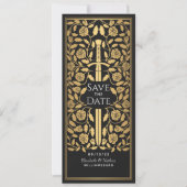 Invitation Black Medieval Sword Enregistrer la date Invitatio (Devant)