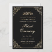 Invitation Black Mehndi Henna Mariage musulman (Devant)