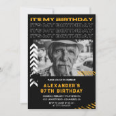 Invitation Black Men Photo Spray peinture 87e anniversaire (Devant)