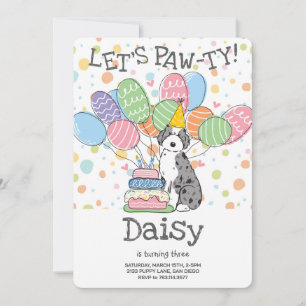 Invitation Black Merle Aussiedoodle Anniversaire Fête Invitat