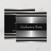 Invitation Black Metal Boys Graduation Party (Devant / Derrière)