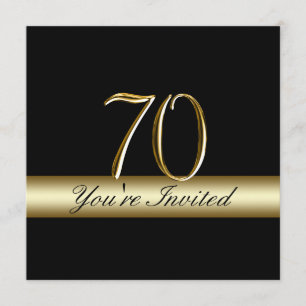 Invitation Black Metal Gold Imprimez 70e anniversaire Invitat
