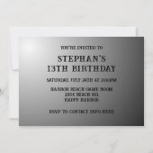 Invitation Black Metallge Grunge Boys Anniversaire (Dos)