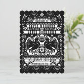 Invitation Black Mexicaine Fantail Doves Papel Picado Mariage (Debout devant)