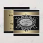 Invitation Black Mid-Life Crisis Mans 40th Birthday Party (Devant / Derrière)