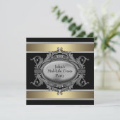 Invitation Black Mid-Life Crisis Mans 40th Birthday Party (Debout devant)