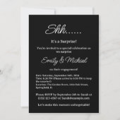 Invitation Black Minimal Surprise Engagement Party (Devant)