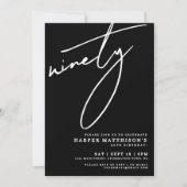 Invitation Black Minimalist Ninety 90th Birthday Party (Devant)
