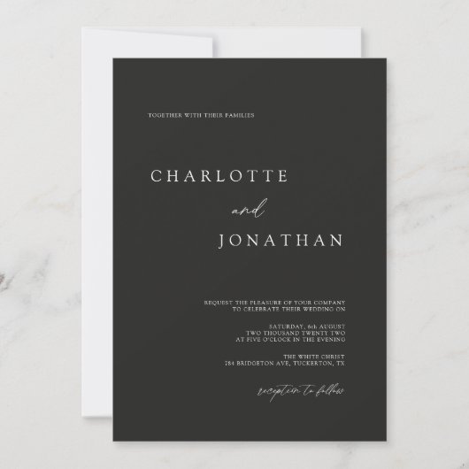 Invitation Black Minimalist Photo Collage QR Code Mariage (Devant)