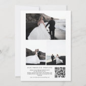 Invitation Black Minimalist Photo Collage QR Code Mariage (Dos)