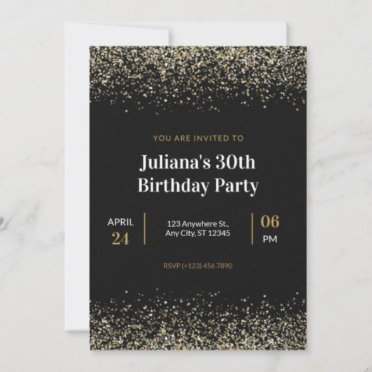Invitation Black Modern Anniversaire (Devant)
