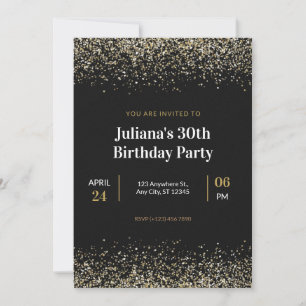 Invitation Black Modern Anniversaire