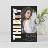 Invitation Black Modern Arch Photo TRENTE 30e fête d'annivers (Debout devant)