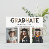 Invitation Black Modern Architecture Grad 3-Photo Timeline (Debout devant)