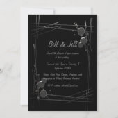 Invitation Black Modern Argent Abstrait + Bubble Art Mariage (Devant)