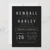 Invitation Black Modern Chic Simple Typographie Mariage photo (Devant)