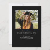 Invitation Black Modern Elegant Script Photo Graduation Party (Dos)
