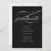 Invitation Black Modern Elegant Script Photo Graduation Party (Devant)