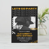 Invitation Black Modern Men Photo 48e anniversaire (Debout devant)