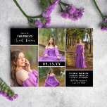 Invitation Black Modern Minimal Photo Collage Sweet sixteen<br><div class="desc">Une invitation Sweet 16 moderne et minimaliste avec un montage photo de quatre photos de la jolie fille d'anniversaire. Ajoutez le libellé de l'invitation Sweet 16 dans un design de typographie simple et propre en blanc contre des boîtes noires espacées entre les photos du Sweet 16 ans.</div>