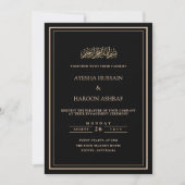 Invitation Black Modern Minimaliste Frame Engagement (Devant)