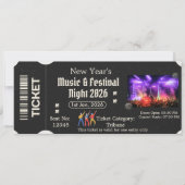 Invitation Black Modern New Year's Music Festival Entry Tkt (Devant)