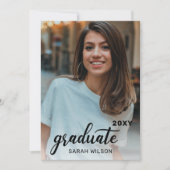Invitation Black Modern Script Graduate Deux Photos Conduite (Devant)