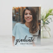 Invitation Black Modern Script Graduate Deux Photos Conduite (Debout devant)