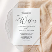Invitation Black Modern Simple Script Ajouter Mariage photo