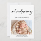 Invitation Black Modern Simple Script Baby Announcement (Devant)