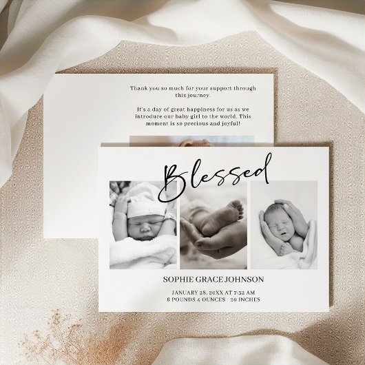 Invitation Black Modern Simple Script Baby Announcement