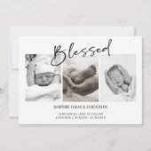 Invitation Black Modern Simple Script Baby Announcement (Devant)