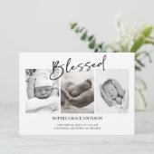 Invitation Black Modern Simple Script Baby Announcement (Debout devant)