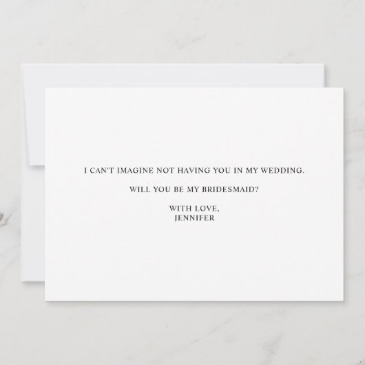 Invitation Black Modern Simple Script Be My Bridesmaid White (Dos)