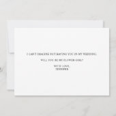 Invitation Black Modern Simple Script Be My Flower Girl White (Dos)