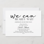 Invitation Black Modern Simple Script Bearly Wait Baby Shower (Devant)
