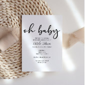 Invitation Black Modern Simple Script Oh Baby Shower