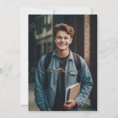 Invitation Black Modern Simple Typographie Partie de graduati (Dos)