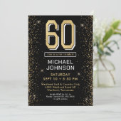 Invitation Black moderne 60e anniversaire (Debout devant)