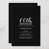 Invitation Black moderne 60e anniversaire (Devant / Derrière)