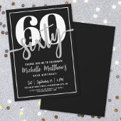 Invitation Black moderne 60e fête d'anniversaire