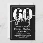 Invitation Black moderne 60e fête d'anniversaire (Devant)