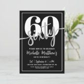 Invitation Black moderne 60e fête d'anniversaire (Debout devant)